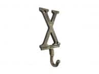 Rustic Gold Cast Iron Letter X Alphabet Wall Hook 6