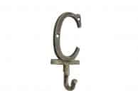Rustic Gold Cast Iron Letter C Alphabet Wall Hook 6