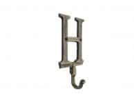 Rustic Gold Cast Iron Letter H Alphabet Wall Hook 6