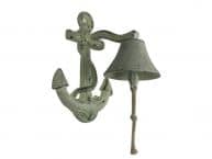 Rustic Whitewashed Cast Iron Wall Mounted Anchor Bell 8