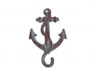 Rustic Red Whitewashed Cast Iron Anchor Hook 5