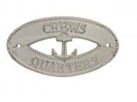 Aged White Cast Iron Crews Quarters with Anchor Sign 8