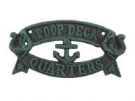Seaworn Blue Cast Iron Poop Deck Quarters Sign 8