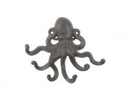 Cast Iron Decorative Wall Mounted Octopus with Six Hooks 7