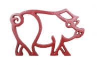 Rustic Red Cast Iron Pig Shaped Trivet 8