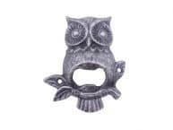 Rustic Silver Cast Iron Owl Wall Mounted Bottle Opener 6