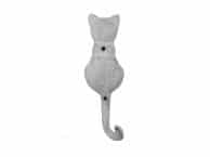 Whitewashed Cast Iron Cat Tail Decorative Metal Wall Hook 7