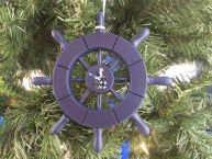 Dark Blue Decorative Ship Wheel With Seagull Christmas Tree Ornament 6