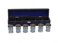 Chrome Anchor Shot Glasses With Rosewood Box 12 - Set of 6
