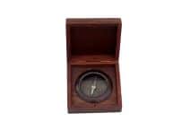 Antique Copper Captains Desk Compass with Rosewood Box 4