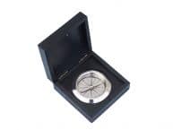 Chrome Captains Desk Compass w- Black Rosewood Box 4