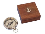 Solid Brass Beveled Lensatic Compass w- Rosewood Box 4