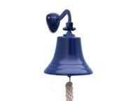 Solid Brass Hanging Ships Bell 9 - Blue Powder Coated