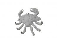 Whitewashed Cast Iron Decorative Crab with Six Metal Wall Hooks 7