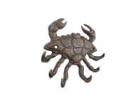Rustic Copper Cast Iron Decorative Crab with Six Metal Wall Hooks 7