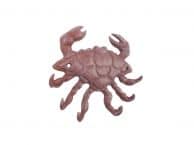Red Whitewashed Cast Iron Decorative Crab with Six Metal Wall Hooks 7