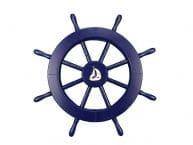 Dark Blue Decorative Ship Wheel with Sailboat 18