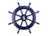Dark Blue Decorative Ship Wheel with Seagull and Lifering 18