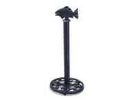 Rustic Dark Blue Cast Iron Fish Extra Toilet Paper Stand 15