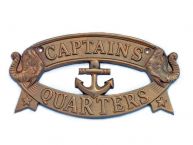 Antique Brass Captains Quarters Sign 9