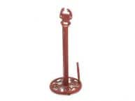 Red Whitewashed Cast Iron Crab Paper Towel Holder 16