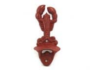 Rustic Red Cast Iron Wall Mounted Lobster Bottle Opener 6