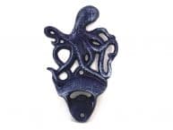 Rustic Dark Blue Cast Iron Wall Mounted Octopus Bottle Opener 6