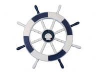 Dark Blue and White Decorative Ship Wheel with Sea Shell 18