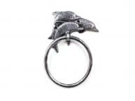 Rustic Silver Cast Iron Dolphins Towel Holder 7