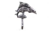 Rustic Silver Cast Iron Dolphins Wall Hook 6