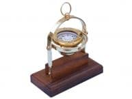 Antique Brass Executive Desk Gimbal Compass 8