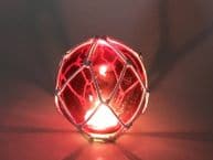 Tabletop LED Lighted Red Japanese Glass Ball Fishing Float with White Netting Decoration 4