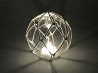 Tabletop LED Lighted Clear Japanese Glass Ball Fishing Float with White Netting Decoration 4