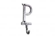 Rustic Silver Cast Iron Letter P Alphabet Wall Hook 6
