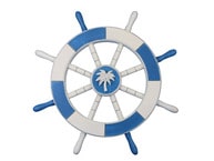 Light Blue and White Decorative Ship Wheel with Palm Tree 18