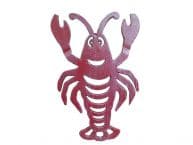 Rustic Red Whitewashed Cast Iron Lobster Trivet 11