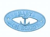 Light Blue Whitewashed Cast Iron Baby on Board with Anchor Sign 8