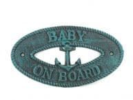 Seaworn Blue Cast Iron Baby on Board with Anchor Sign 8