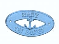 Rustic Light Blue Cast Iron Baby on Board with Anchor Sign 8