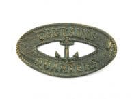 Antique Bronze Cast Iron Captains Quarters with Anchor Sign 8