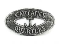 Antique Silver Cast Iron Captains Quarters with Anchor Sign 8