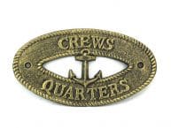 Antique Gold Cast Iron Crews Quarters with Anchor Sign 8