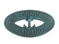 Seaworn Blue Cast Iron Gone Sailing with Anchor Sign 8