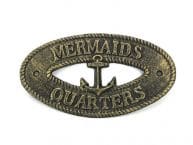 Antique Gold Cast Iron Mermaids Quarters with Anchor Sign 8