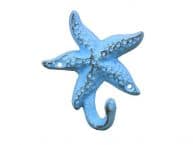 Rustic Light Blue Cast Iron Starfish Hook 4