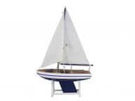 Wooden Decorative Sailboat Model 12 - Blue Sailboat Model 