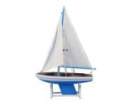 Wooden Decorative Sailboat 12 - Light Blue Sailboat Model