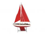 Wooden Decorative Sailboat Model Red with Red Sails 12