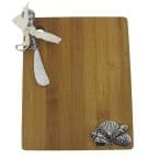 Bamboo Cutting Board with Sea Shells and Spreader 9