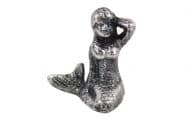 Rustic Silver Cast Iron Sitting Mermaid 3